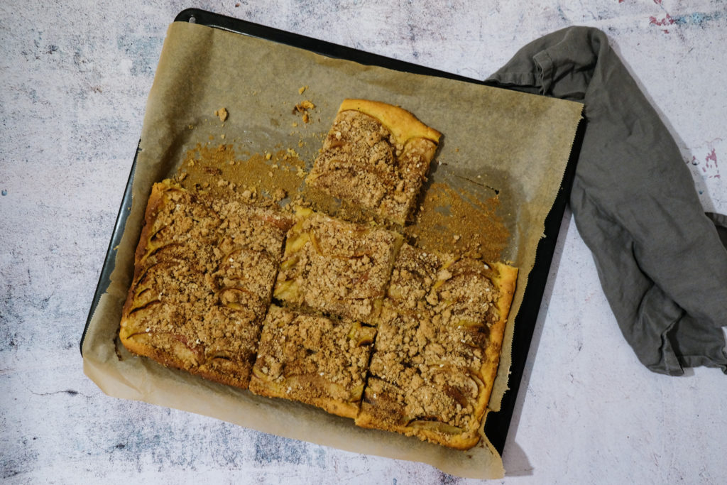 glutenfree tray-cake on the baking sheet